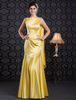 robe de soirée magnifique jonquille sirène en satin stretch col rond longueur plancher