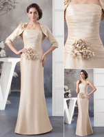 Robe de soirée mariée de Mère de deux morceaux fleurs sans bretelles parole longueur sirène Milanoo