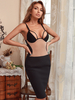 Robe de Soirée Moulante Courte Femme avec Bretelles à Col Décolleté Coupe Cintrée Bicolores Robe Sexy