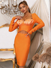 Robe de Soirée Moulante Femme à Col Décolleté avec Manches Coupe Cintrée Creusante Unicolore Robe Sexy