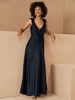 Robe de soirée noire a-ligne chérie col satiné tissu satiné longueur-longueur robes de fête formelle