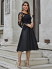 Robe de soirée noire a-ligne col bijou manches longues fermeture éclair dentelle robes de soirée formelles robe de reconstitution historique