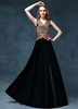Robe de soirée noire Beading Applique Mère de la robe de mariée V Neck Sans manches A Line Floor Length Wedding Guest Dresses