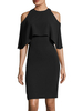 Robe de soirée noire pour la mère de la mariée de bijou à manches courtes manches courtes gaine découpé robes d\
