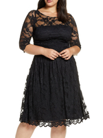 Robe de soirée noire pour mère de la mariée col bijou demi manches gaine découpée en dentelle robes dinvité de mariage