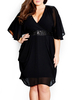 Robe de soirée noire pour mère de la mariée col en V demi manches gaine plissée en mousseline de soie robes dinvité pour le mariage