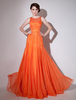 Robe de soirée orange maille découpe en mousseline de soie robe Milanoo