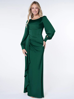 Robe de soirée pour la mère de la mariée Bond manches longues robe de bal plissée robes dinvité pour mariage