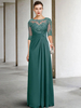 Robe de soirée pour la mère de la mariée col bijou sans manches robes dinvité en dentelle A-ligne pour mariage personnalisation gratuite