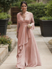Robe de soirée pour la mère de la mariée col en V manches longues ligne A volants longueur au sol robes dinvitées de mariage