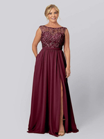 Robe de soirée pour la mère de la mariée décolleté illusion sans manches robe de bal découpée robes dinvitées pour mariage