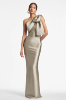 Robe de soirée pour mère de la mariée asymétrique épaule dénudée avec nœuds longueur au sol robes dinvitées sirène pour mariage