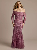 Robe de soirée pour mère de la mariée col Bateau manches longues dentelle sirène longueur cheville robes dinvitées pour mariage
