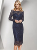 Robe de soirée pour mère de la mariée col bateau manches longues robes dinvitées de mariage courtes en dentelle