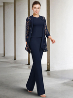 Robe de soirée pour mère de la mariée col bijou manches 3/4 ligne a dentelle longueur cheville robes dinvitées pour mariage personnalisation gratuite
