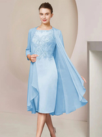Robe de soirée pour mère de la mariée col bijou manches courtes A-ligne dentelle thé longueur robes dinvité pour mariage personnalisation gratuite