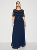 Robe de soirée pour mère de la mariée col bijou manches courtes ligne a robes dinvitées de mariage en dentelle