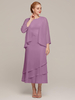 Robe de soirée pour mère de la mariée col bijou sans manches deux pièces à volants robes dinvitées de mariage