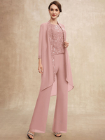Robe de soirée pour mère de la mariée col bijou sans manches deux pièces paillettes robes dinvitées pour mariage