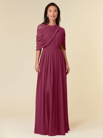 Robe de soirée pour mère de la mariée col bijou sans manches ligne a perles longueur au sol robes dinvitées de mariage