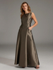 Robe de soirée pour mère de la mariée col bijou sans manches robe de bal plissée longueur au sol robes dinvitées pour mariage