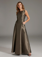 Robe de soirée pour mère de la mariée col bijou sans manches robe de bal plissée longueur au sol robes dinvitées pour mariage