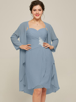 Robe de soirée pour mère de la mariée col en cœur manches longues ligne a en dentelle longueur aux genoux robes dinvitées pour mariage