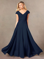 Robe de soirée pour mère de la mariée col en v manches courtes ligne a en dentelle longueur au sol robes dinvitées pour mariage