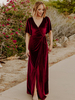 Robe de soirée pour mère de la mariée col en v manches courtes ligne a fendue sur le devant longueur au sol robes dinvitées pour mariage