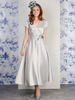 Robe de soirée pour mère de la mariée col en v manches courtes ligne a fleurs longueur cheville robes dinvitées pour mariage
