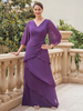 Robe de soirée pour mère de la mariée col en v manches courtes ligne a volants longueur au sol robes dinvitées de mariage