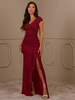 Robe de soirée pour mère de la mariée col en v manches courtes sirène plissée robes dinvitées pour mariage