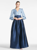 Robe de soirée pour mère de la mariée col en v manches longues ligne a ceinture robes dinvitées pour mariage
