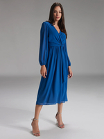 Robe de soirée pour mère de la mariée col en v manches longues ligne a nœuds robes dinvitées pour mariage