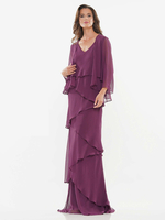 Robe de soirée pour mère de la mariée col en v sans manches ligne a à volants robes dinvitées de mariage