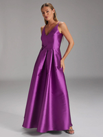 Robe de soirée pour mère de la mariée col en v sans manches robe de bal plissée robes dinvitées de mariage