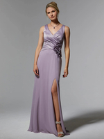 Robe de soirée pour mère de la mariée col en v sans manches style sirène fleurs avec traîne robes dinvitées pour mariage