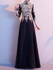 Robe de soirée pour mère de la mariée col haut manches 3/4 manches une ligne appliques étage longueur robes de mariée mariage Cadeau pour maman