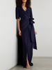 Robe de soirée pour mère de la mariée conçue avec décolleté manches courtes ligne a perles longueur au sol robes dinvitées pour mariage