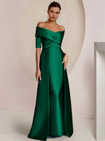 Robe de soirée pour mère de la mariée épaules dénudées demi-manches robes dinvitées sirène pour mariage