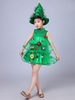 Robe de soirée pour Noël vert Santa Tree Polyester Fiber Hat Dress Costumes de vacances de Noël Ensemble complet