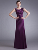 Robe de soirée pourpre avec perles hors de l