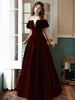 Robe de soirée robe cérémonie femme bordeaux hors de l\
