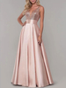 Robe de soirée robe de bal col V jupe plissée au sol