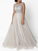 Robe de soirée robe de cocktail de mariage col rond top brillant au sol