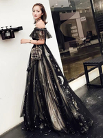Robe de soirée robe de cocktail noir en tulle hors de l\