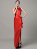 Robe de soirée robe de Satin plissé gaine Robe rouge