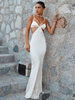 Robe de Soirée Robe Femme avec Bretelles à Col Décolleté en V Coupe Cintrée Robe de Sirène Robe Sexy