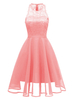 Robe de Soirée Robe Mi-longue Femme en Dentelle en Mousseline avec Bretelles avec Epaule Dénudée Coupe Cintrée Bas Evasée Unicolore