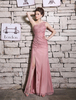 Robe de soirée rose brodée à une épaule Milanoo